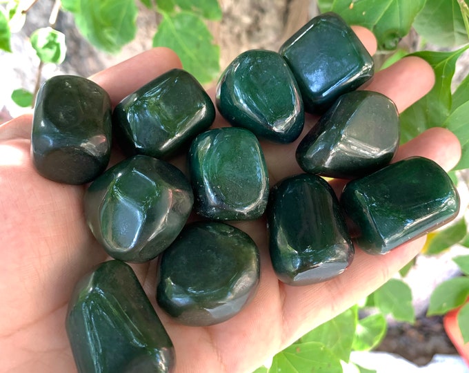 11 Pcs Green Nephrite Jade Tumbles, Jade Tumbles, Green Jade Tumbles, Jade Stone Tumbles, Nephrite Tumbles, Nephrite Green Tumbles , 385g