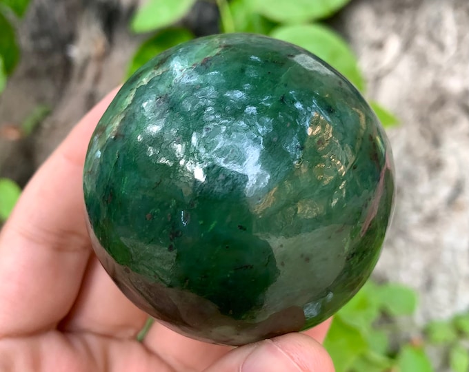 379g Nice Quality Lustrous Nephrite Jade Sphere/Ball, Nephrite Jade Sphere/Ball , Green Jade, Green Jade Sphere/Ball, Nephrite Jade