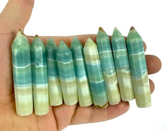 Best Quality Blue Calcite Points, Pistachio Calcite Points, Pistachio Crystal Points, Crystal Points, Blue Crystal Points, Blue Calcite