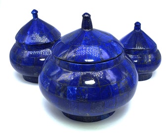 Beautiful Lapis Lazuli Urns 3 Pieces Set