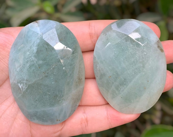 Best Quality Sky Blue Aquamarine Round Palm Stone, Aquamarine Palm Stone, Aquamarine, Aquamarine Palm Stones, Blue Aquamarine