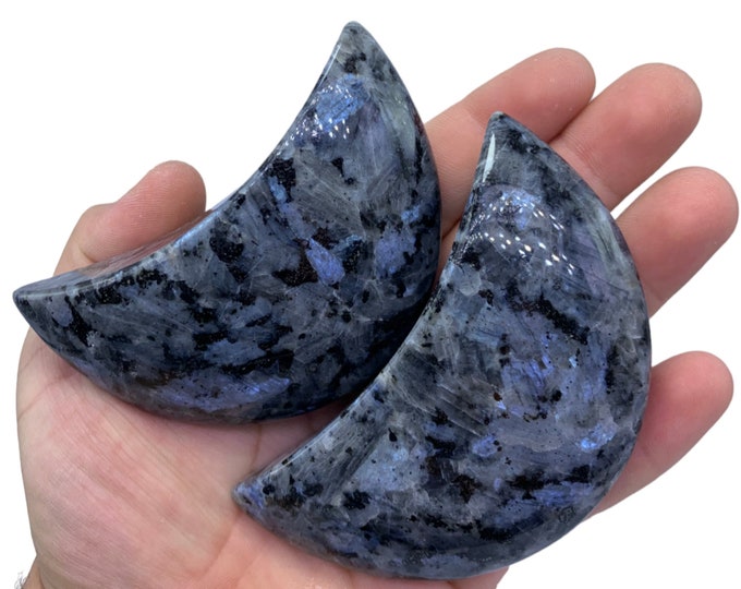 Bluish Grey Larvikite Polished Moon, Blue Larvikite Moon, Larvikite Moon, Blue Larvikite, Larvikite Stone Moon, Larvikite Crystal Moon