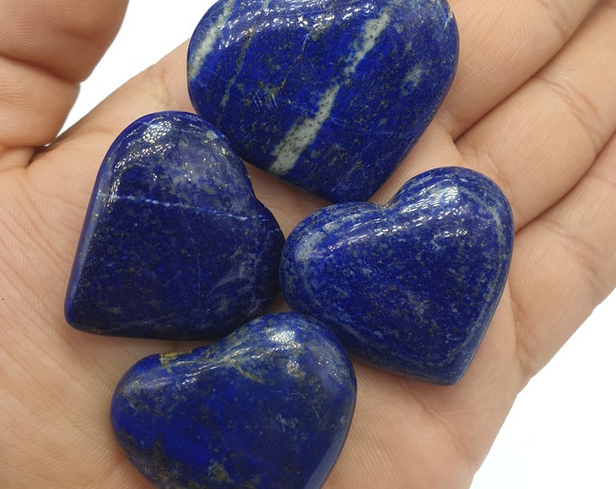 4 Pcs Beautiful Lapis Lazuli Hearts, Lapis Hearts, Lapis Stone Hearts, Lapis Heart Stone, Lapis Lazuli, Lapis Crystal Hearts, Lapis Crystals