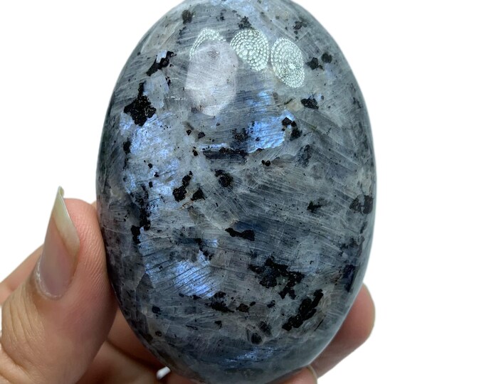 Beautiful Bluish Grey Larvikite Palmstone, Blue Larvikite Palm Stone, Larvikite Blue Palmstone, Blue Larvikite, Larvikite, Larvikite Stone