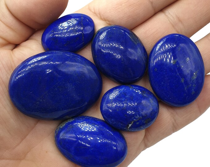 Top Quality Lapis Lazuli Cabochons, Lapis Lazuli Cabs, Lapis Blue Cabochons, Blue Lapis Cabochons, Lapis Cabochons 6 Pcs