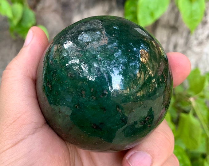 530g Nice Quality Lustrous Nephrite Jade Sphere/Ball, Nephrite Jade Sphere/Ball , Green Jade, Green Jade Sphere/Ball, Nephrite Jade