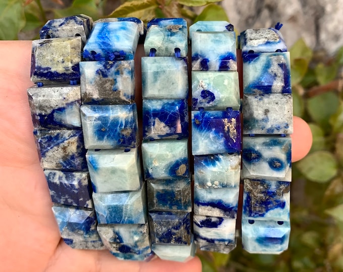 Best Quality Faceted Fluorescent Blue Afghanite Beads Bracelets, Fluorescent Afghanite Bracelets, Afghanite, Fluorescent Afghanite Bracelet