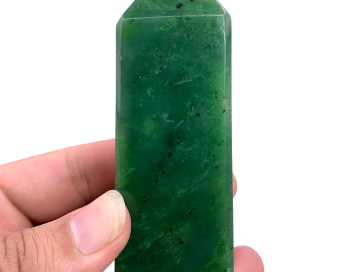 250g Beautiful Green Nephrite Jade, Nephrite Jade Tower, Jade Tower, Nephrite Tower, Nephrite Jade Obelisk, Jade Obelisk, Green Nephrite