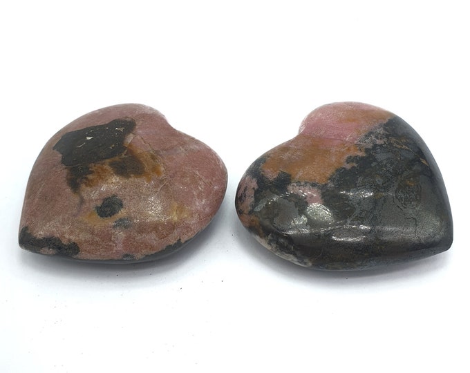 2 Pcs Beautiful Pink Rhodonite Hearts, Rhodonite Hearts, Rhodonite Hearts Stone, Pink Rhodonite Hearts, Rhodonite Stone, Pink Rhodonite,