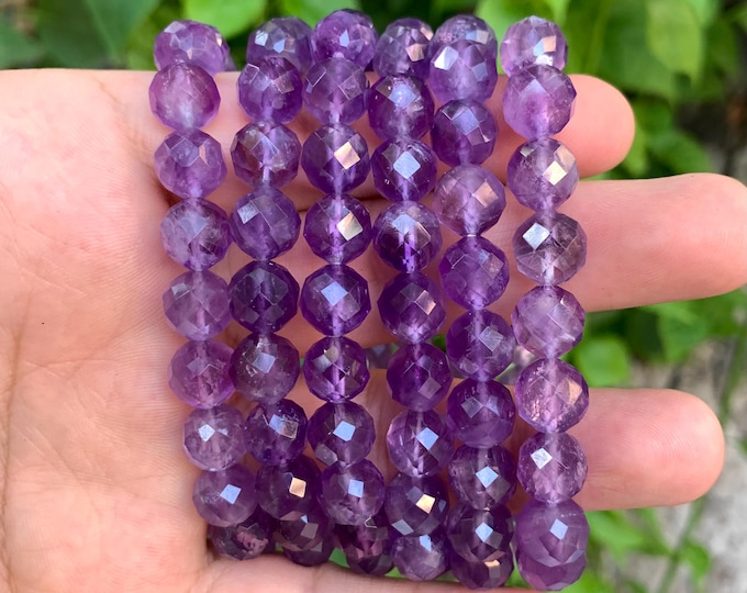 Gorgeous Purple Amethyst Bracelet, Purple Amethyst Bracelet, Amethyst Bracelets, Facet Beads Bracelet, Amethyst, Lustrous Amethyst Bracelet
