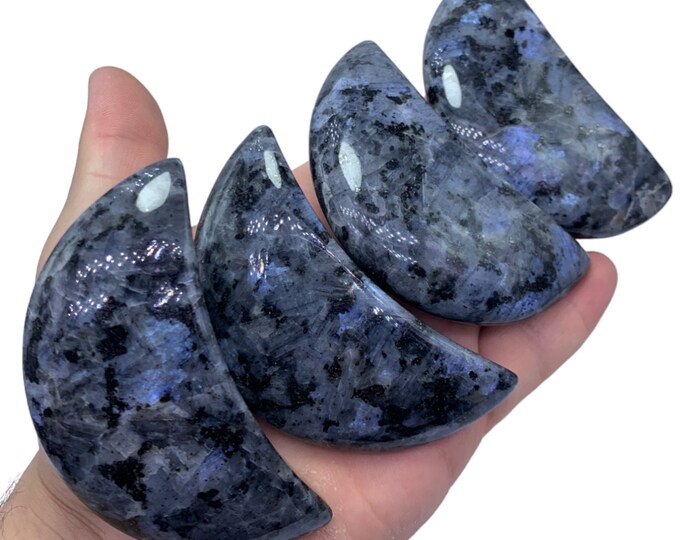 Bluish Grey Larvikite Polished Moons, Blue Larvikite Moons, Larvikite Moons, Blue Larvikite, Larvikite Stone Moons, Larvikite Crystal Moons