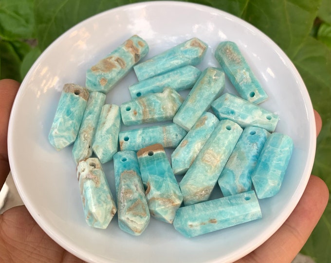 20pcs Drilled Aragonite Crystals, Aragonite Drilled Pendants, Aragonite Pendants, Aragonite Crystals, Blue Aragonite, Blue Aragonite Crystal