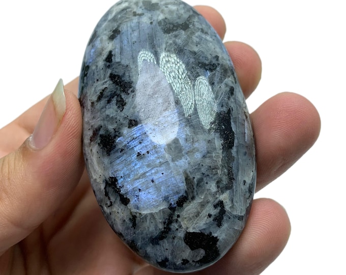 Beautiful Bluish Grey Larvikite Palmstone, Blue Larvikite Palm Stone, Larvikite Blue Palmstone, Blue Larvikite, Larvikite, Larvikite Stone