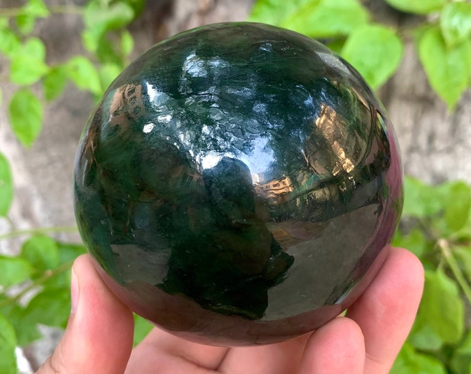 920g Beautiful Green Nephrite Jade Sphere/Ball Hand From Afghanistan