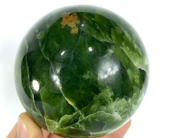 690g Beautiful Green Serpentine Sphere, Serpentine Sphere, Green Serpentine, Serpentine Ball, Serpentine, Serpentine Crystal Sphere