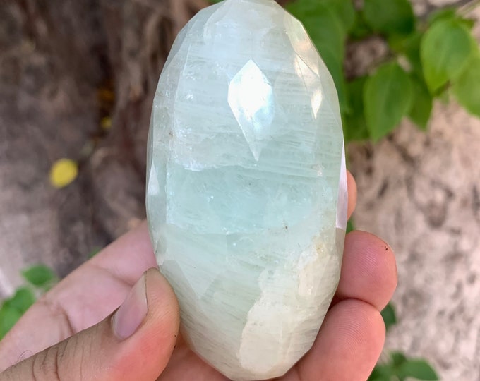 Amazing Quality Aquamarine Faceted Wand, Blue Faceted Aquamarine, Aquamarine Stone, Aquamarine Palm, Faceted Aquamarine Wand