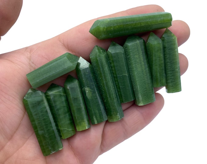 11 Pcs Best Quality Green Tremolite Crystals, Green Tremolite Crystals, Tremolite Crystals, Green Tremolite, Tremolite Points, Tremolite