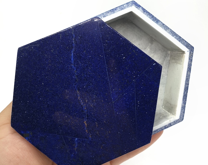 Great Quality Lapis Lazuli 6 Side Box, Lapis Box, Lapis Stone Box, Lapis Lazuli 6 Side Box, Lapis Lazuli, Lapis Jewelry Box 470 Grams