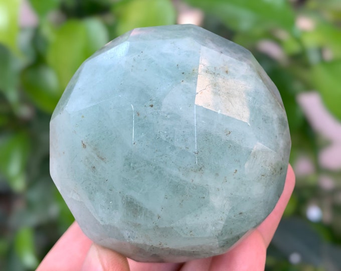 405g Sky Blue Lustrous Aquamarine Sphere, Aquamarine Ball, Blue Aquamarine Sphere, Aquamarine, Aquamarine Sphere, Aquamarine Crystal