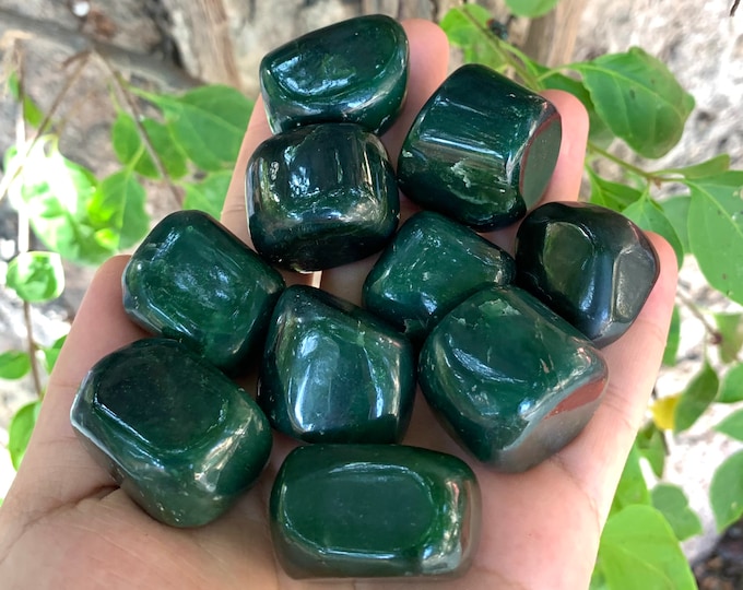 10 Pcs Great Quality Green Nephrite Jade Tumbles, Jade Tumbles, Green Jade Tumbles, Jade Stone Tumbles, Nephrite Jade Tumbles