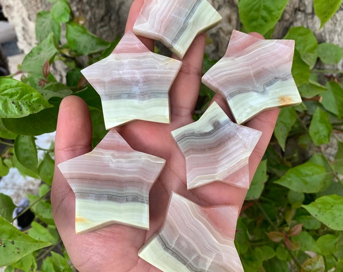 Beautiful Pink Banded Onyx Stars, Onyx Stone Stars, Pink Onyx Stars, Pink Banded Onyx Stars, Banded Onyx Stars, Onyx Stone Star, Pink Onyx