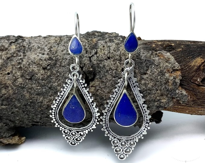 Top Quality Blue Color Lapis Lazuli Earrings, Lapis Stone, Lapis Earrings, Healing Stone, Lapis Earrings Stone