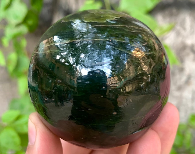 430g Nice Quality Lustrous Nephrite Jade Sphere/Ball, Nephrite Jade Sphere/Ball , Green Jade, Green Jade Sphere/Ball, Nephrite Jade