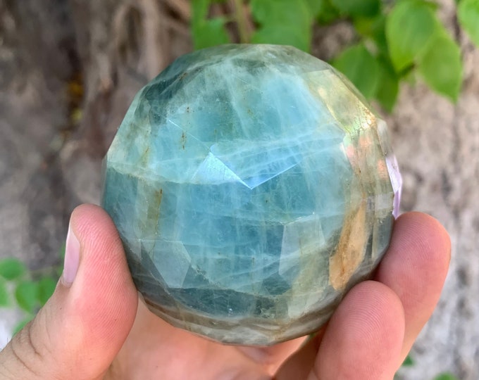 Beautiful Aquamarine Faceted Ball, Sphere, Blue Faceted Aquamarine, Aquamarine Stone, Aquamarine Sphere, Faceted Aquamarine Ball, Sphere