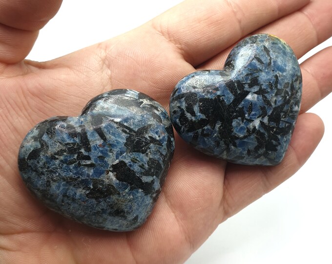 2 pcs Super Quality Blue Color Apatite Hearts, Apatite Hearts, Blue Apatite Hearts, Apatite Heart 155 Grams