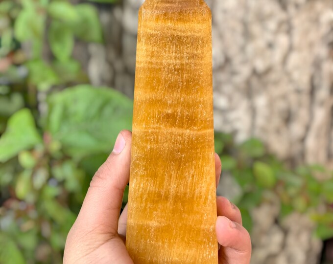 670 Orange Calcite, Orange Calcite Tower, Orange Calcite Point, Orange Calcite Stone, Orange Calcite Crystal Tower, Calcite Tower, Calcite