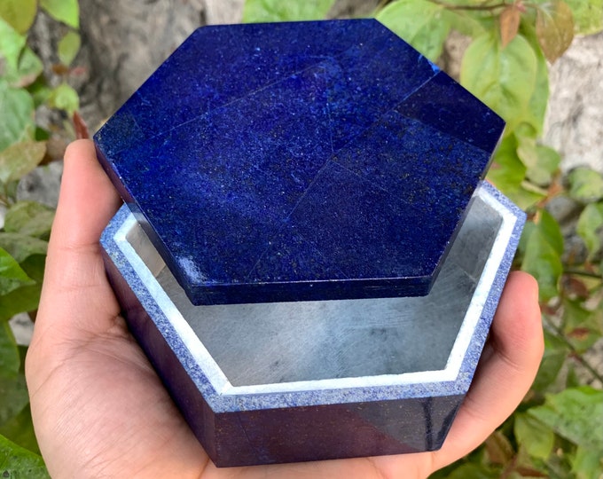 450g Beautiful Quality Lapis Lazuli 6 Side Box, Lapis Box, Lapis Stone Box, Lapis Lazuli 6 Side Box, Lapis Lazuli, Lapis Jewelry Box, Lapis
