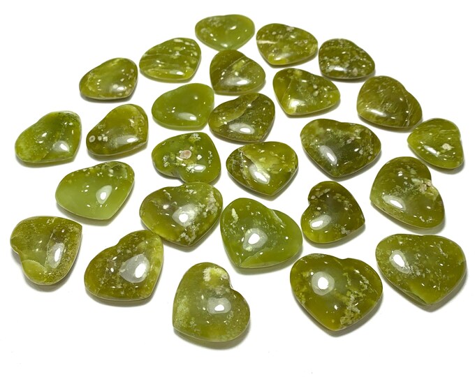 Beautiful Yellow Serpentine Hearts, Yellow Serpentine Heart, Yellow Serpentine Heart, Serpentine Hearts, Serpentine Stone Hearts, Serpentine