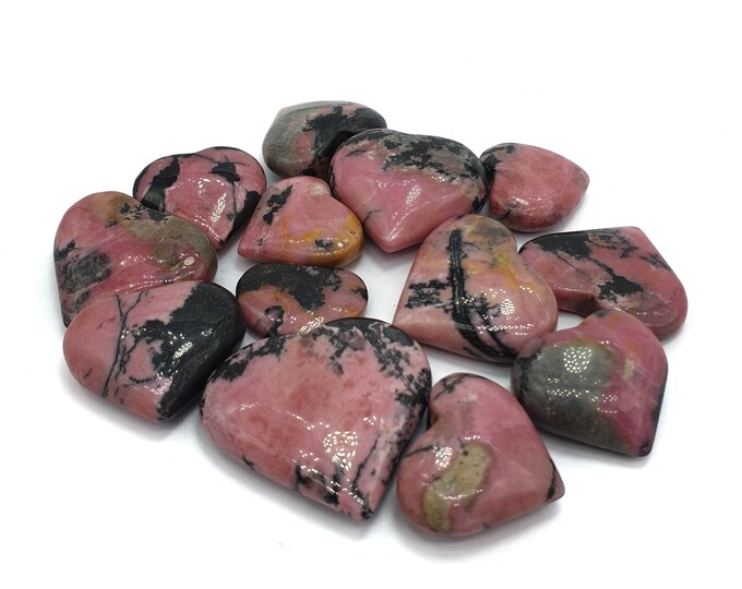 13 Pcs Top Quality Beautiful Pink Rhodonite Hearts, Rhodonite Hearts, Rhodonite Hearts Stone, Pink Rhodonite Hearts, Rhodonite Stone