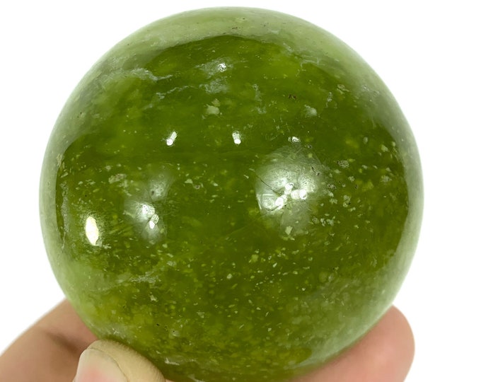 405g Beautiful Yellow Serpentine Sphere, Serpentine Sphere, Yellow Serpentine, Serpentine Ball, Serpentine, Serpentine Crystal Sphere