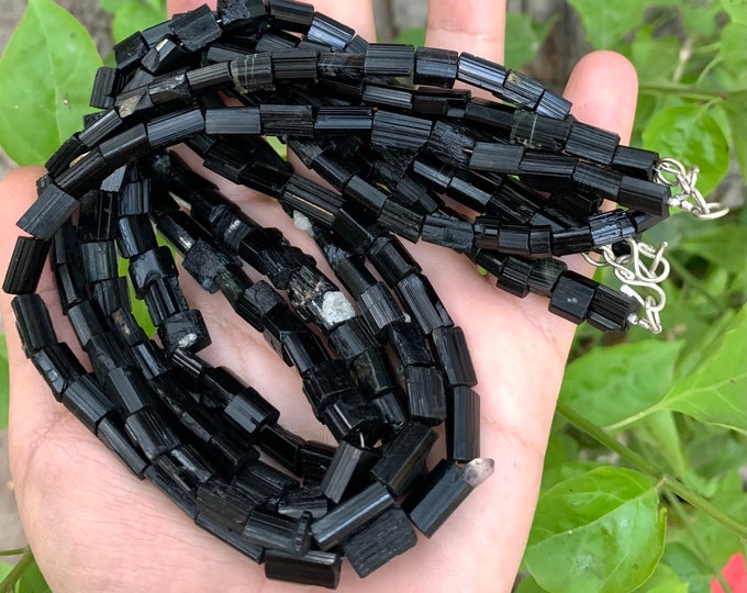 Beautiful Natural Black Tourmaline Crystals Strands, Black Tourmaline Necklace, Black Tourmaline, Black Tourmaline Jewellery, Tourmaline