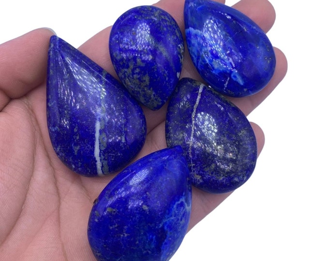 5 Pcs Great Quality Lapis Lazuli Pear Cabochons, Lapis Lazuli Cabs, Lapis Blue Pear Cabochons, Blue Lapis Cabochons, Lapis Cabochons