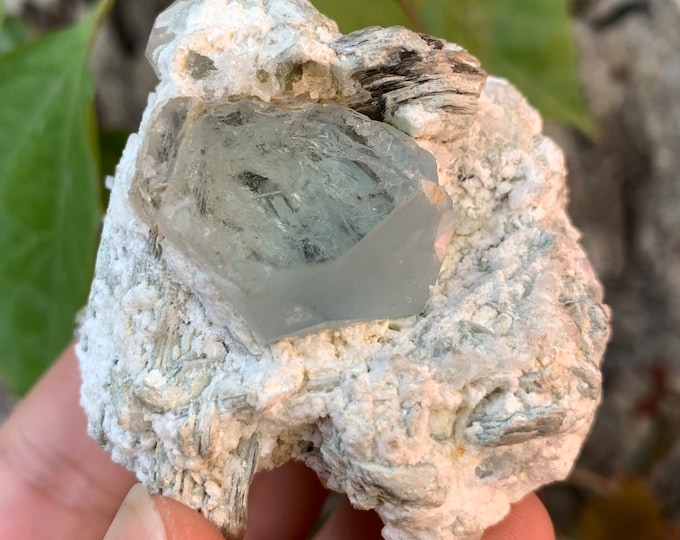118g Beautiful Aquamarine And Quartz Combine Crystal Specimen, Aquamarine Specimen, Blue Aquamarine Specimen, Aquamarine