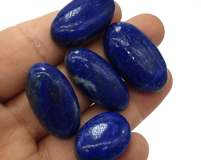5 Pcs Amazing Quality Lapis Lazuli Cabochons, Lapis Lazuli Cabs, Lapis Blue Cabochons, Blue Lapis Cabochons, Lapis Oval Cabochons