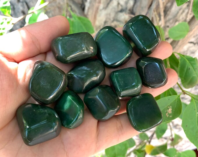 11 Pcs Great Quality Green Nephrite Jade Tumbles, Jade Tumbles, Green Jade Tumbles, Jade Stone Tumbles, Nephrite Jade Tumbles 230 Grams
