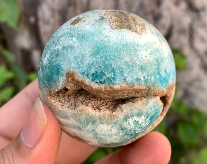 215g Beautiful Blue Aragonite Sphere, Aragonite Sphere, Aragonite Blue Sphere, Blue Aragonite Ball, Aragonite Crystal Sphere, Aragonite