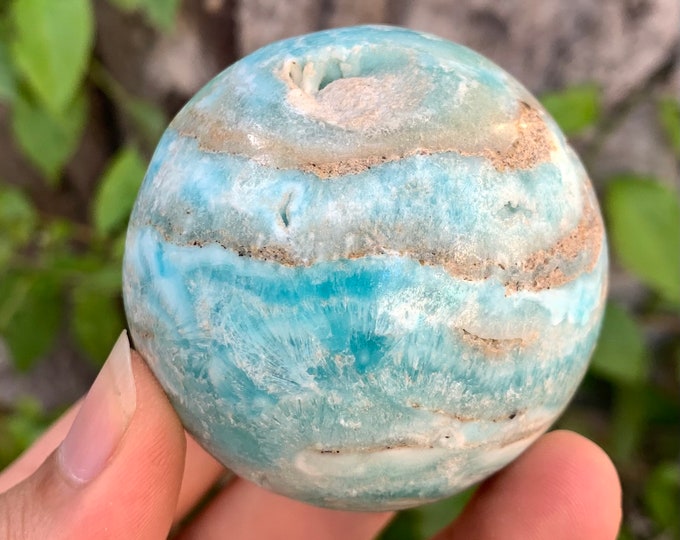270g Beautiful Blue Aragonite Sphere, Aragonite Sphere, Aragonite Blue Sphere, Blue Aragonite Ball, Aragonite Crystal Sphere, Aragonite