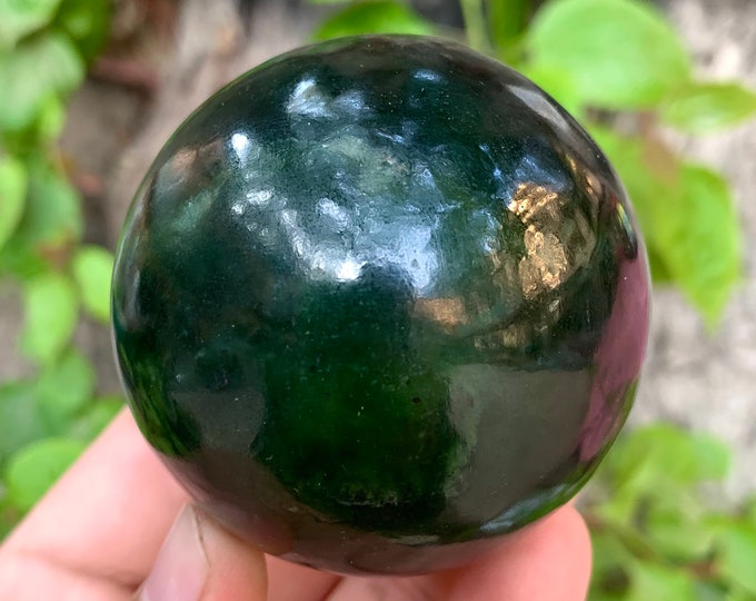 350g Nice Quality Lustrous Nephrite Jade Sphere/Ball, Nephrite Jade Sphere/Ball , Green Jade, Green Jade Sphere/Ball, Nephrite Jade