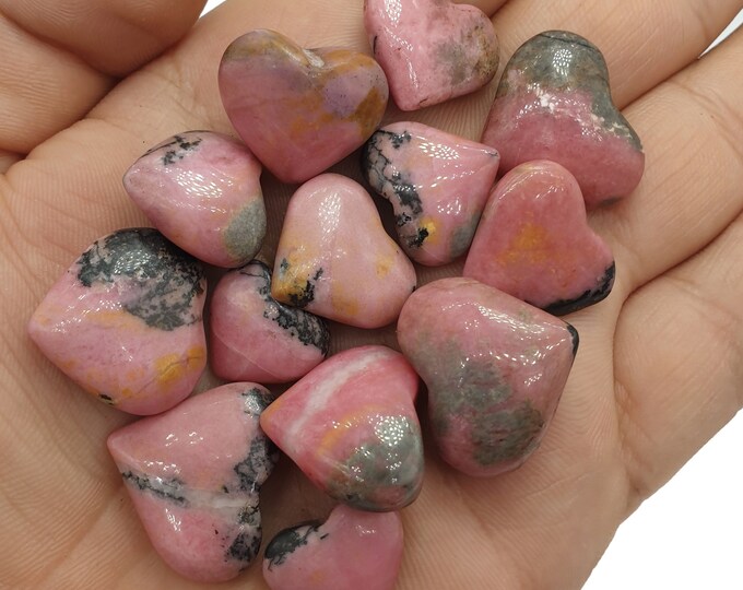 14 Pcs Top Quality Beautiful Pink Rhodonite Hearts, Rhodonite Hearts, Rhodonite Hearts Stone, Pink Rhodonite Hearts, Rhodonite Stone