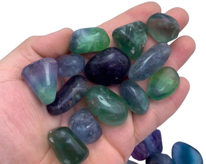 100g Beautiful Quality Purple And Green Color Fluorite Tumbles , Purple Fluorite, Fluorite, Fluorite Crystals, Fluorite Tumbles Stone