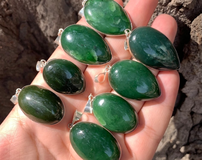 Beautiful Nephrite Jade Pendants, Green Nephrite Jade, Nephrite Jade Cabochons, Jade Stone Pendants, Green Jade Pendants, Green Nephrite