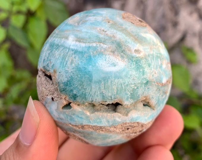 225g Beautiful Blue Aragonite Sphere, Aragonite Sphere, Aragonite Blue Sphere, Blue Aragonite Ball, Aragonite Crystal Sphere, Aragonite