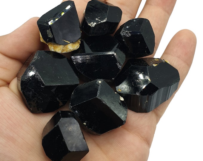 8 Pcs Top Quality Black Tourmaline Crystals, Black Tourmaline, Tourmaline Crystals, Tourmaline, Tourmaline Stone Crystals 184 Grams