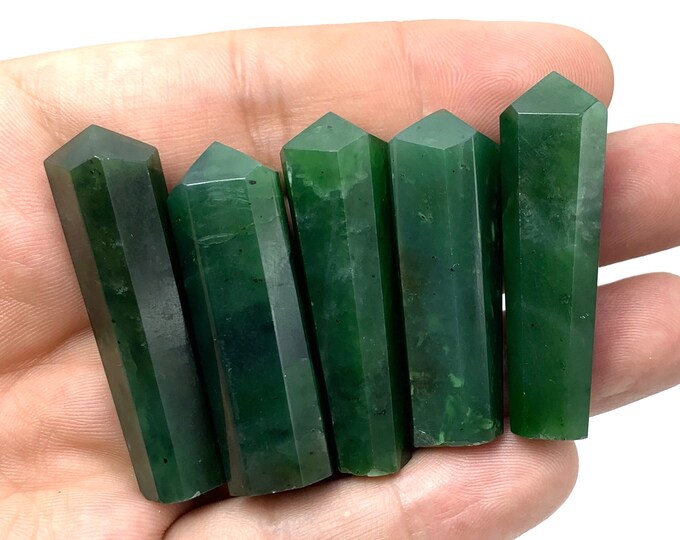5 Pcs Nephrite Jade Crystals, Nephrite Jade Pendants Points, Jade Crystals, Jade Points, Nephrite Jade Points, Nephrite Crystals, Nephrite