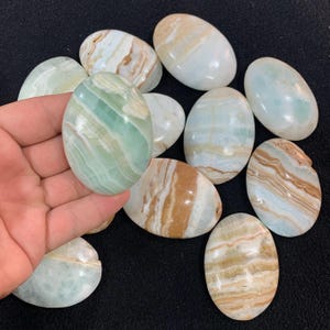 Beautiful Blue Color Caribbean Calcite Palm Stone, Calcite Palm Stone, Caribbean Calcite, Blue Caribbean, Calcite, Blue Caribbean Calcite