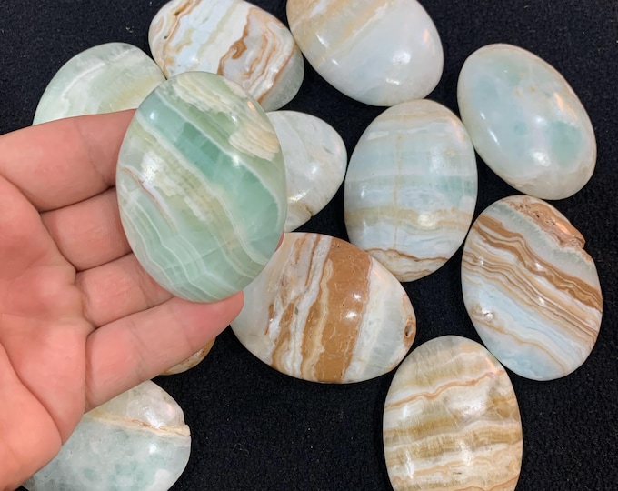 Beautiful Blue Color Caribbean Calcite Palm Stone, Calcite Palm Stone, Caribbean Calcite, Blue Caribbean, Calcite, Blue Caribbean Calcite